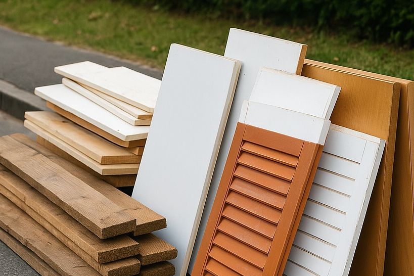 Holz an der Straße bereit gestellt zur Abfuhr