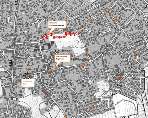 Straßenplan mit der eingezeichneten Busschleife